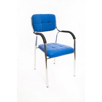 Sedia cromata imbottita per sala d'attesa, ufficio studio colore blu