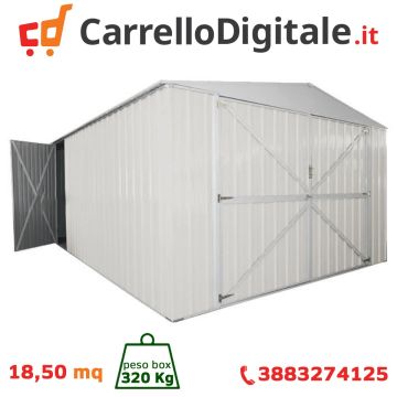Box in Acciaio Zincato 3.60 x 5.14 m x h2.30 m - 320 KG - 18 metri quadri - BIANCO
