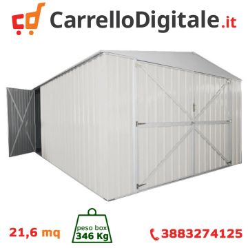 Box in Acciaio Zincato 3.60 x 6.00 m x h2.30 m - 346 KG - 21 metri quadri - BIANCO