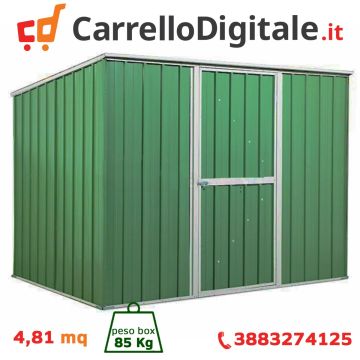 Box in Acciaio Zincato Casetta da Giardino in Lamiera 2.60 x 1.85 m x h1.92 m - 85 KG – 4,81 metri quadri - VERDE