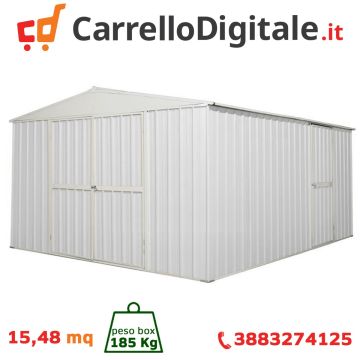 Box in Acciaio Zincato 3.60 x 4.30 m x h2.10 m - 185 KG - 15 metri quadri - BIANCO 