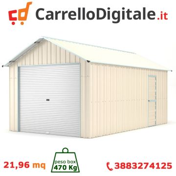Box in Acciaio Zincato Casetta da Giardino in Lamiera Box Auto 3.60 x 6.08 m x h3.07 m - 470 KG - 21.9 metri quadri - BEIGE