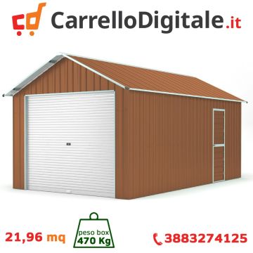 Box in Acciaio Zincato Casetta da Giardino in Lamiera Box Auto 3.60 x 6.08 m x h3.07 m - 470 KG - 21.9 metri quadri - LEGNO