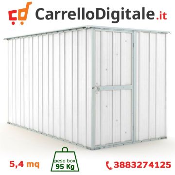 Box in Acciaio Zincato Casetta da Giardino in Lamiera 1.75 x 3.07 m x h1.82 m - 95 KG - 5,4 metri quadri - BIANCO 