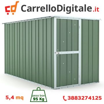 Box in Acciaio Zincato Casetta da Giardino in Lamiera 1.75 x 3.07 m x h1.82 m - 95 KG - 5,4 metri quadri - VERDE