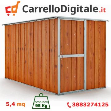 Box in Acciaio Zincato Casetta da Giardino in Lamiera 1.75 x 3.07 m x h1.82 m - 95 KG - 5,4 metri quadri - LEGNO