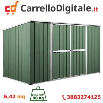 Box in Acciaio Zincato 3.45 x 1.86 m x h1.92 m - 98 KG – 6,0 metri quadri - VERDE