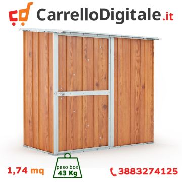 Box in Acciaio Zincato Casetta da Giardino in Lamiera 1.74 x 1.00 m x h1.82 m - 43 KG – 1.74 metri quadri - LEGNO