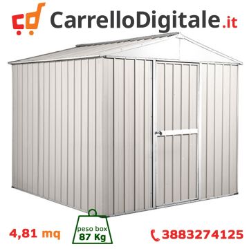 Box in Acciaio Zincato Casetta da Giardino in Lamiera 2.75 x 1.75 m x h2.12 m - 87 KG – 4.81 metri quadri - BIANCO