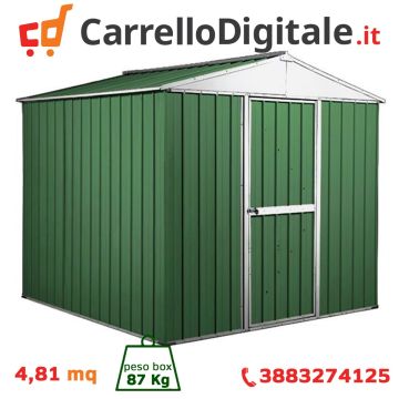Box in Acciaio Zincato Casetta da Giardino in Lamiera 2.75 x 1.75 m x h2.12 m - 87 KG – 4.81 metri quadri - VERDE
