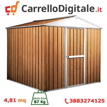 Box in Acciaio Zincato Casetta da Giardino in Lamiera 2.75 x 1.75 m x h2.12 m - 87 KG – 4.81 metri quadri - LEGNO