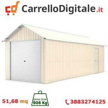 Box in Acciaio Zincato Casetta da Giardino in Lamiera Box Auto 4.38 x 11.80 m x h 3.31 m - 906 KG – 51.68 metri quadri - BEIGE
