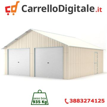 Box in Acciaio Zincato Casetta da Giardino in Lamiera Box Auto 6.66 x 8.76 m x h 3.80 m - 935 KG – 58.34 metri quadri - BEIGE