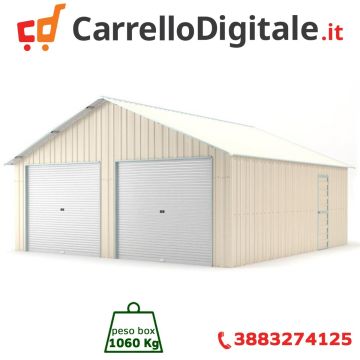 Box in Acciaio Zincato Casetta da Giardino in Lamiera Box Auto 6.66 x 10.28 m x h 3.80 m - 1.060 KG – 68.46 metri quadri - BEIGE