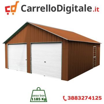 Box in Acciaio Zincato Casetta da Giardino in Lamiera Box Auto 6.66 x 11.80 m x h 3.80 m - 1.185 KG – 78.60 metri quadri - LEGNO