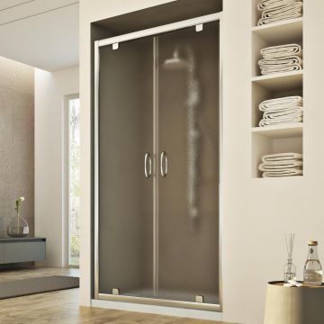 Porta doccia modello Brief a 2 ante con apertura pivotante - H 185 cm vetro stampato 