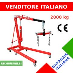 Gru idraulica Pieghevole 2000 kg - gruetta officina per sollevamento motori + bilanciere