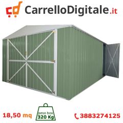 Box in Acciaio Zincato 3.60 x 5.14 m x h2.30 m - 320 KG - 18 metri quadri - VERDE