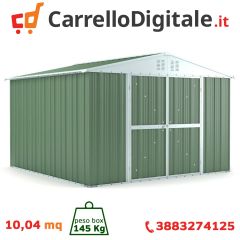 Box in Acciaio Zincato 3.27 x 3.07 m x h2.17 m - 145 KG – 9,4 metri quadri - VERDE