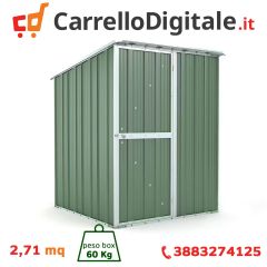 Box in Acciaio Zincato Casetta da Giardino in Lamiera 1.55 x 1.75 m x h2.02 m - 60 KG – 2.71 metri quadri - VERDE