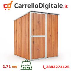 Box in Acciaio Zincato Casetta da Giardino in Lamiera 1.55 x 1.75 m x h2.02 m - 60 KG – 2.71 metri quadri - LEGNO