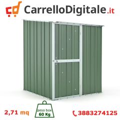 Box in Acciaio Zincato Casetta da Giardino in Lamiera 1.55 x 1.75 m x h2.02 m - 60 KG – 2.71 metri quadri - VERDE