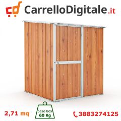 Box in Acciaio Zincato Casetta da Giardino in Lamiera 1.55 x 1.75 m x h2.02 m - 60 KG – 2.71 metri quadri - LEGNO