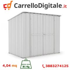 Box in Acciaio Zincato Casetta da Giardino in Lamiera 2.31 x 1.75 m x h2.02 m - 81 KG – 4.04 metri quadri - BIANCO