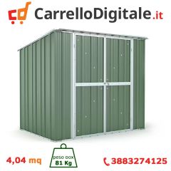 Box in Acciaio Zincato Casetta da Giardino in Lamiera 2.31 x 1.75 m x h2.02 m - 81 KG – 4.04 metri quadri - VERDE