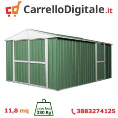 Box in Acciaio Zincato Casetta da Giardino in Lamiera 2.76 x 4.30 m x h2.32 m - 230 KG - 11,87 metri quadri - VERDE