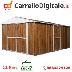 Box in Acciaio Zincato Casetta da Giardino in Lamiera 2.76 x 4.30 m x h2.32 m - 190 KG - 11,87 metri quadri - LEGNO