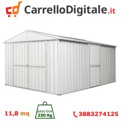 Box in Acciaio Zincato Casetta da Giardino in Lamiera 2.76 x 4.30 m x h2.32 m - 190 KG - 11,87 metri quadri - BIANCO