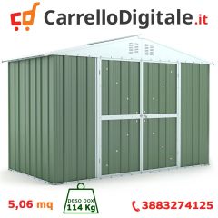 Box in Acciaio Zincato 3.27 x 1.55 m x h2.17 m - 114 KG - 5.06 metri quadri - VERDE