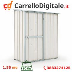 Box in Acciaio Zincato Casetta da Giardino Esterna 1.55 x 1.00 m x h1.92 m - 50 KG – 1,55 metri quadri – BIANCO
