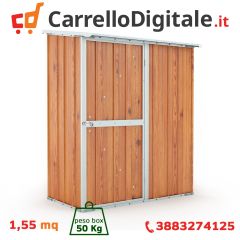 Box in Acciaio Zincato 1.55 x 1.00 m x h1.92 m - 50 KG – 1,55 metri quadri – LEGNO