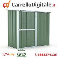 Box in Acciaio Zincato Casetta da Giardino Esterna 1.74 x 1.00 m x h1.82 m - 43 KG – 1.74 metri quadri - VERDE