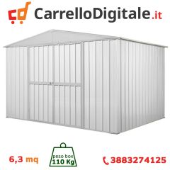 Box in Acciaio Zincato Casetta da Giardino 3.60 x 1.75 m x h2.15 m - 110 KG – 6.30 metri quadri - BIANCO