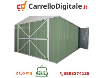 Box in Acciaio Zincato 3.60 x 6.00 m x h2.30 m - 346 KG - 21 metri quadri - VERDE