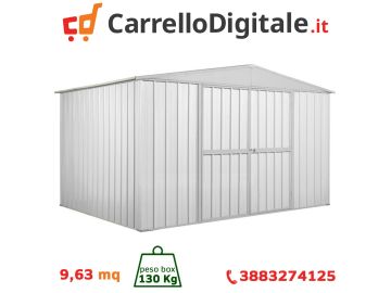 Box in Acciaio Zincato 3.60 x 2.60 m x h2.12 m  - 130 KG - 9,1 metri quadri - BIANCO