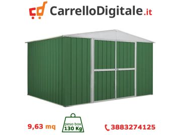 Box in Acciaio Zincato 3.60 x 2.60 m x h2.12 m - 130 KG - 9,1 metri quadri - VERDE 