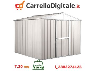 Box in Acciaio Zincato 2.76 x 2.60 m x h2.12 m - 110 KG – 7,2 metri quadri - BIANCO