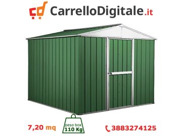 Box in Acciaio Zincato 2.76 x 2.60 m x h2.12 m - 110 KG – 7,2 metri quadri - VERDE 