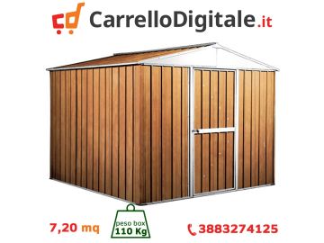 Box in Acciaio Zincato 2.76 x 2.60 m x h2.12 m - 110 KG – 7,2 metri quadri - LEGNO