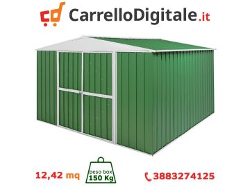 Box in Acciaio Zincato 3.60 x 3.45 m x h2.12 m - 150 KG – 12,25 metri quadri - VERDE