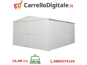 Box in Acciaio Zincato 3.60 x 4.30 m x h2.10 m - 185 KG - 15 metri quadri - BIANCO 