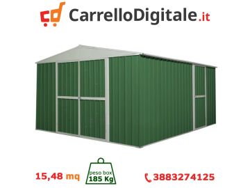Box in Acciaio Zincato 3.60 x 4.30 m x h2.10 m - 185 KG - 15 metri quadri - VERDE
