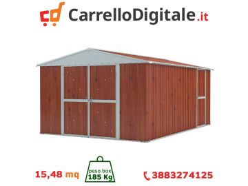 Box in Acciaio Zincato 3.60 x 4.30 m x h2.10 m - 185 KG - 15 metri quadri - LEGNO