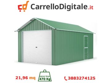 Box in Acciaio Zincato 3.60 x 6.10 m x h 3.15 m - 470 KG - 21.96 metri quadri - VERDE
