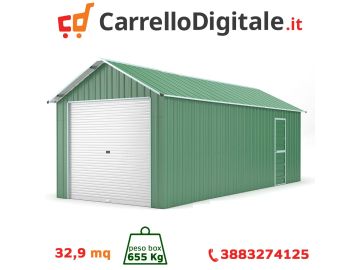 Box in Acciaio Zincato 3.60 x 9.14 m x h 3.15 m - 655 KG - 32.9 metri quadri - VERDE