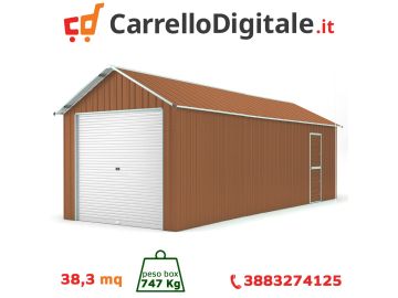 Box in Acciaio Zincato Garage Auto 3.60 x 10.66 m x h 3.15 m - 747 KG - 38.3 metri quadri - LEGNO